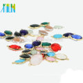 12 unids / bolsa Comercio Al Por Mayor 10x14mm Oval Crystal Birthstone Charm Colgante Conector Gema de Cristal Cuentas de Piedra Colgante para La Joyería que hace